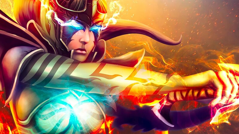 Female Warrior with Glowing Eyes — Orange