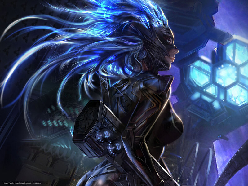 female warrior with glowing hair