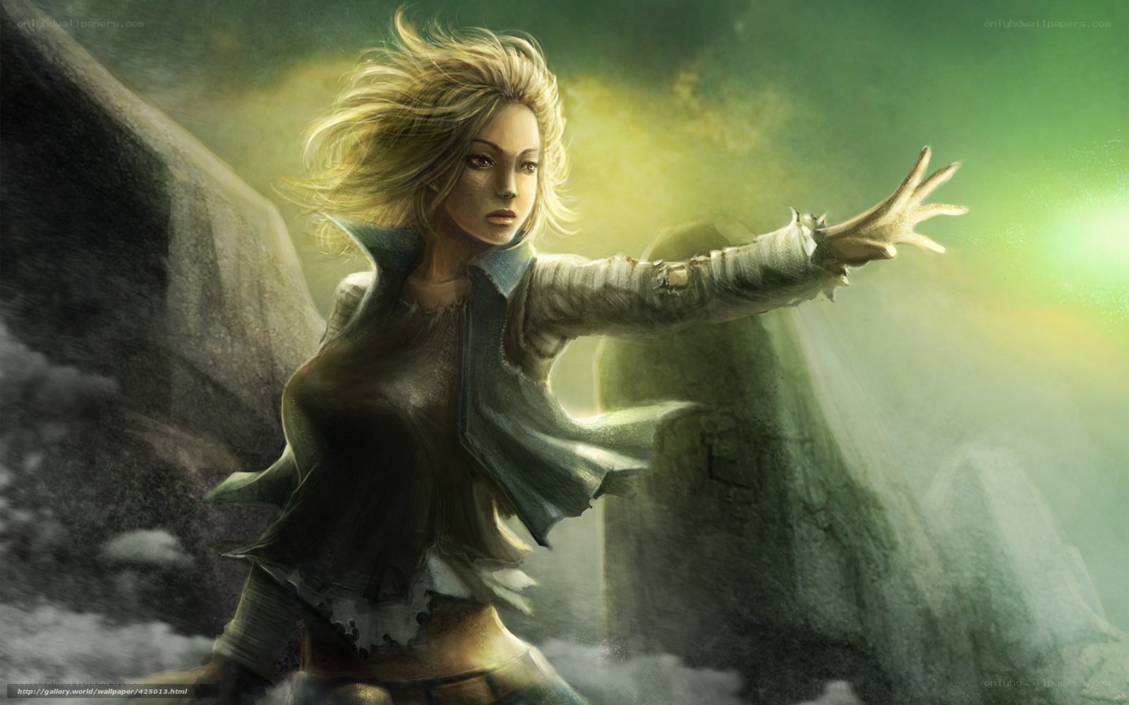female warrior with glowing hand