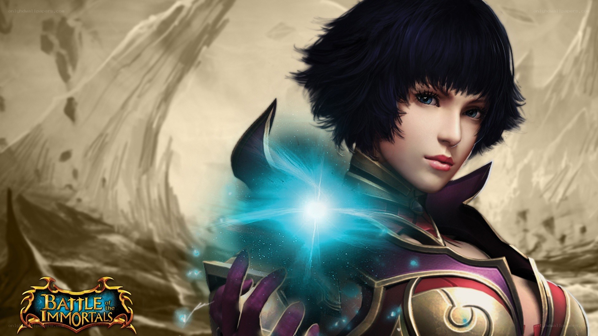 female warrior with glowing magic
