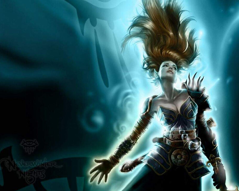 female warrior with glowing magic