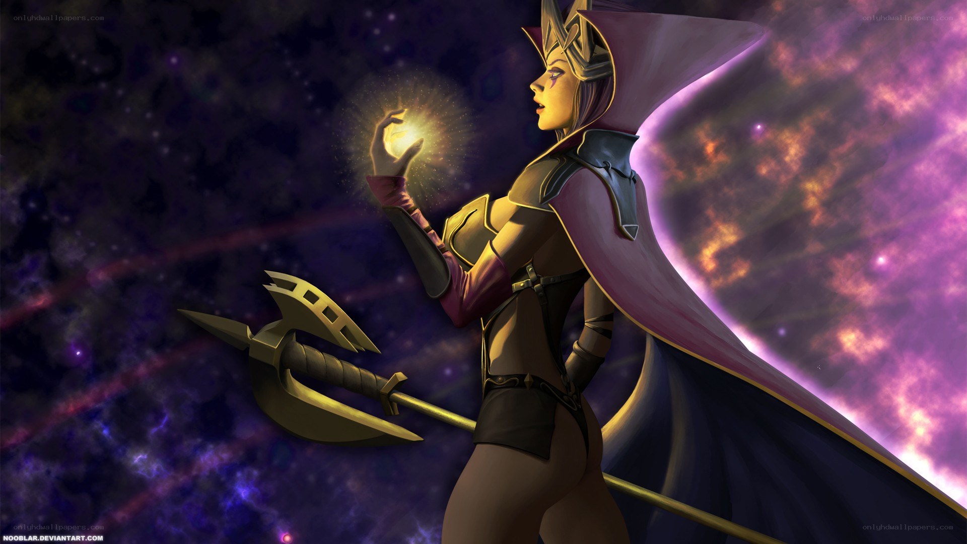female warrior with glowing orb