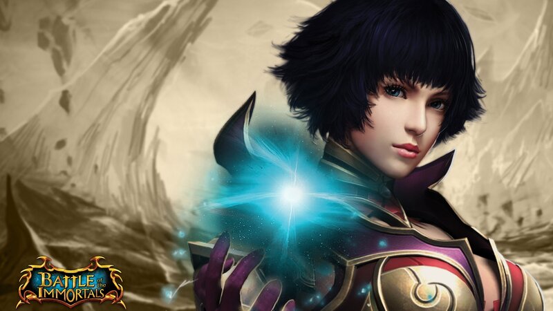 Female Warrior with Glowing Orb — Purple, Dramatic