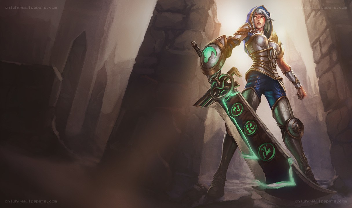 female warrior with glowing sword