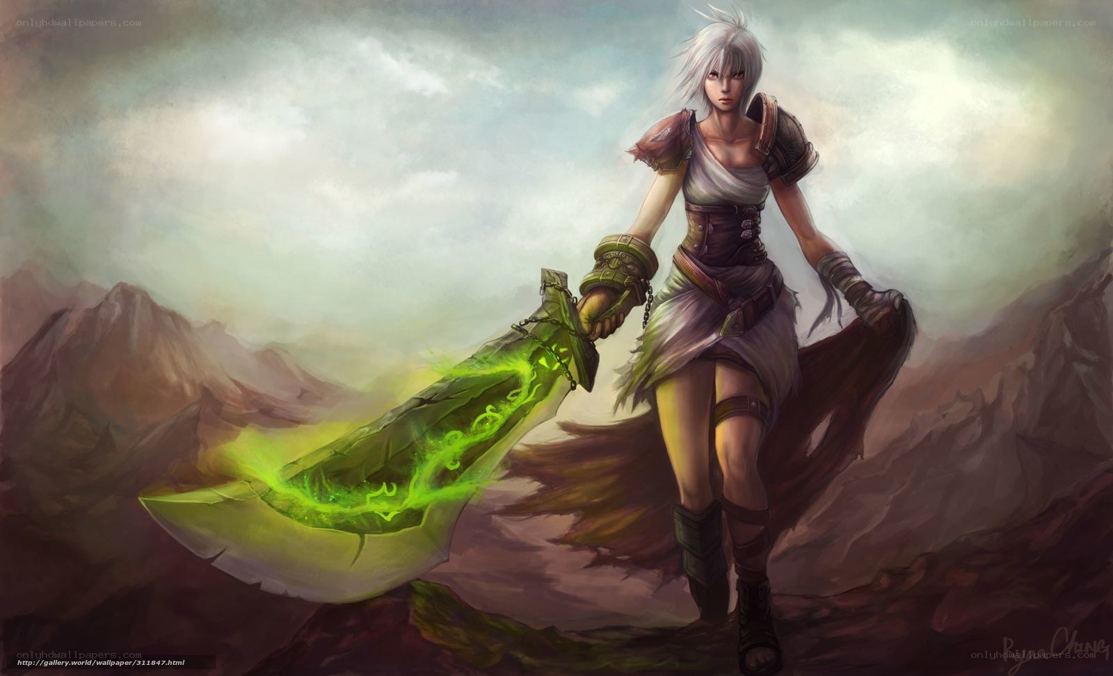 female warrior with glowing sword