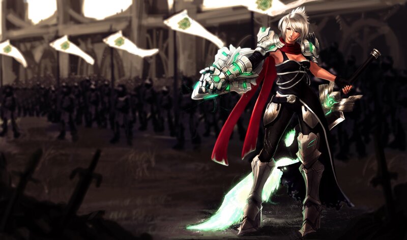 female warrior with glowing sword