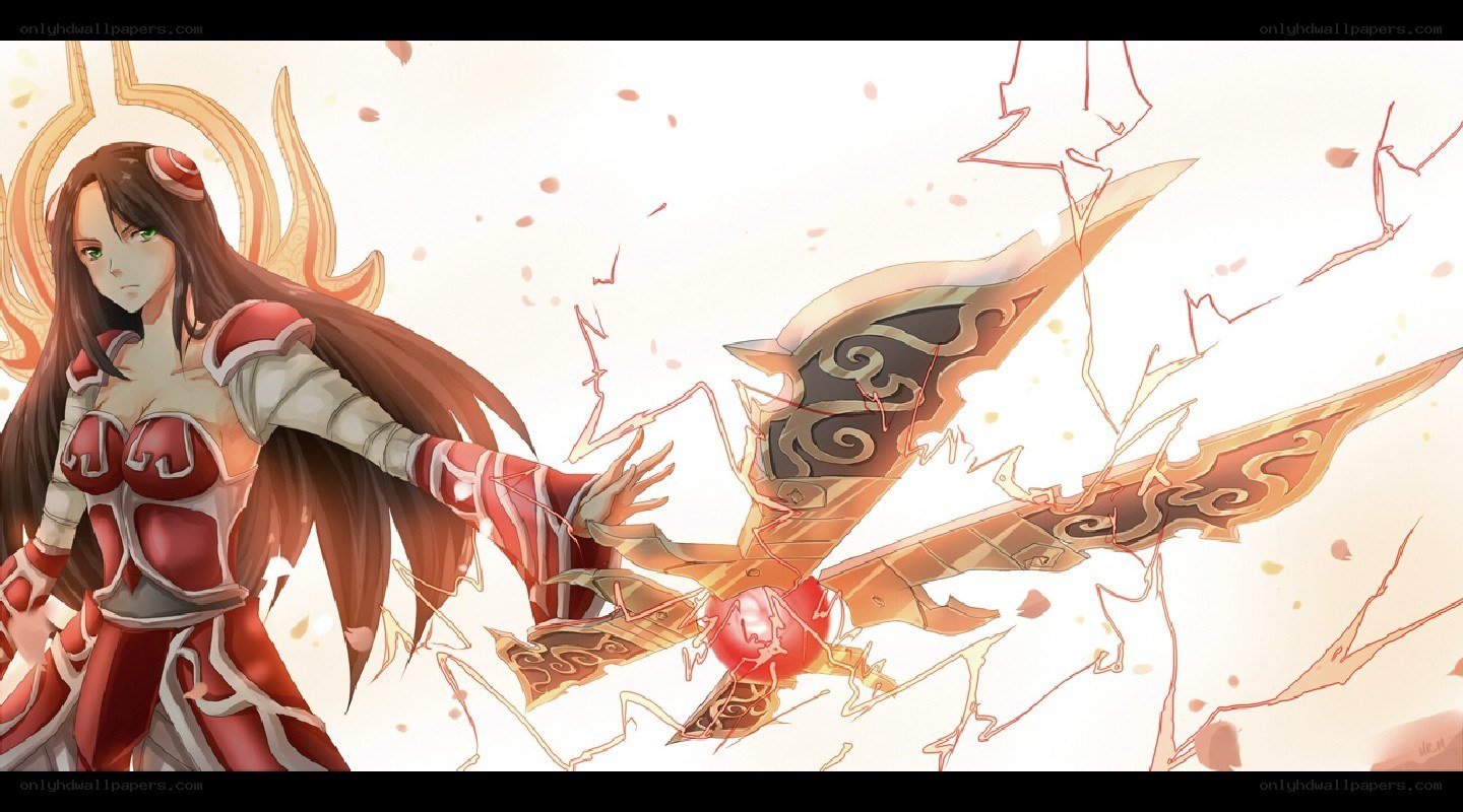female warrior with glowing sword