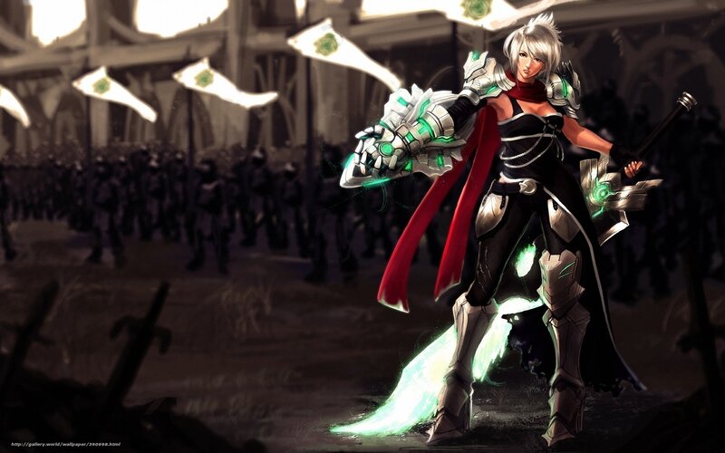 female warrior with glowing sword