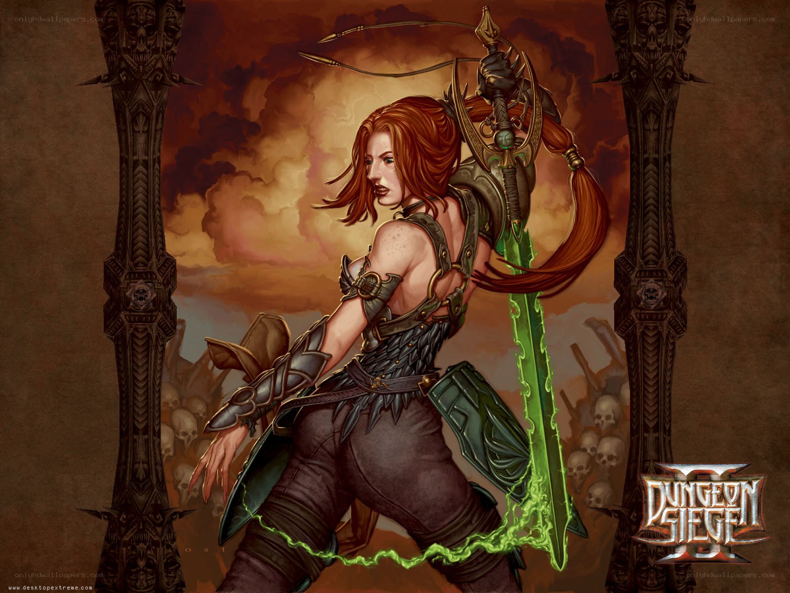 female warrior with glowing sword