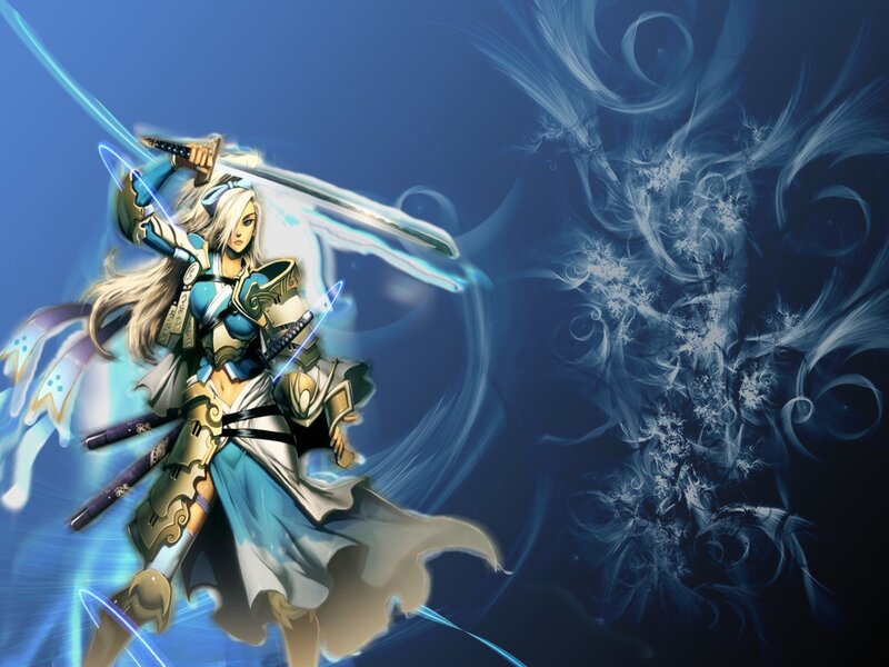 female warrior with glowing sword