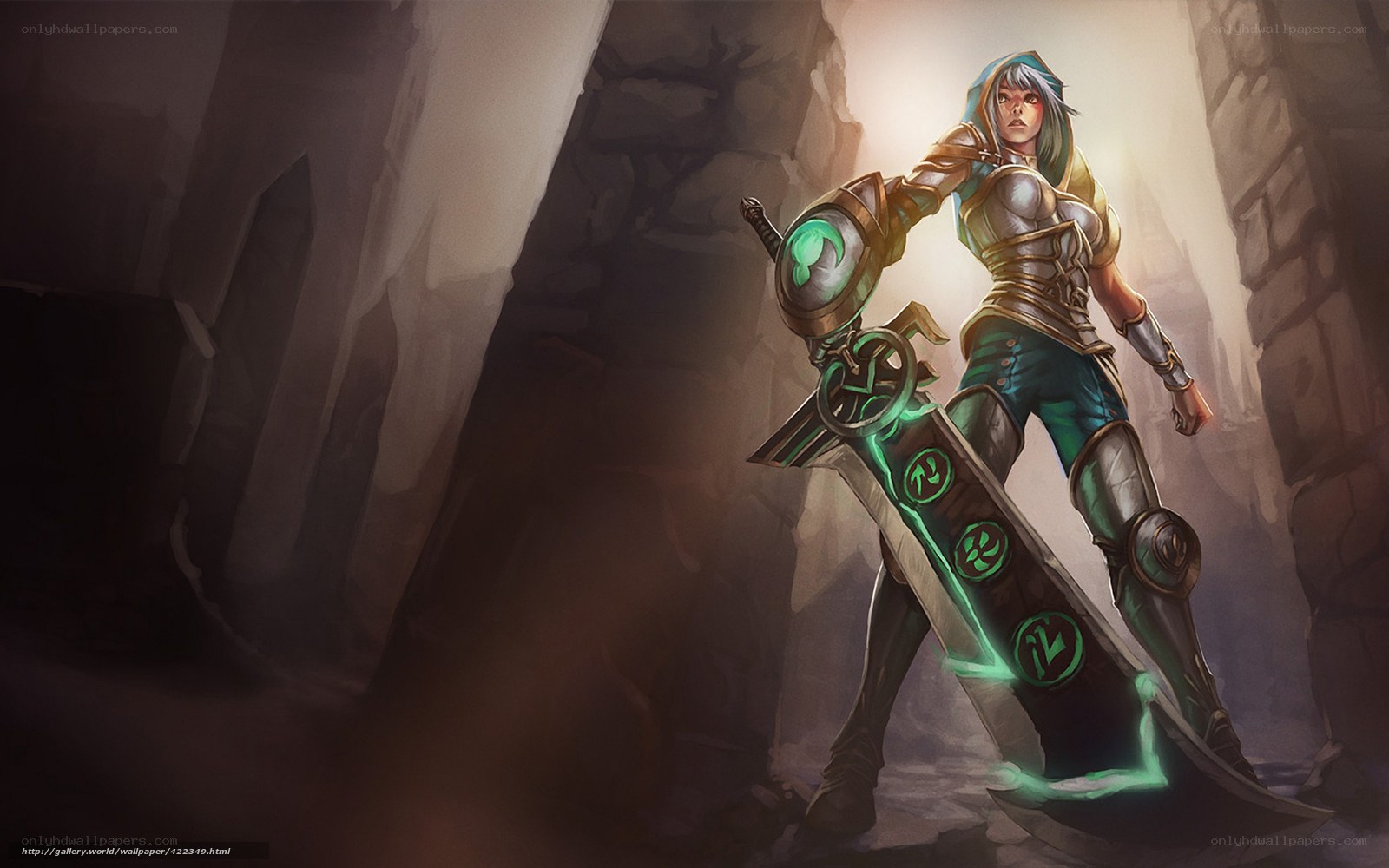 female warrior with glowing sword