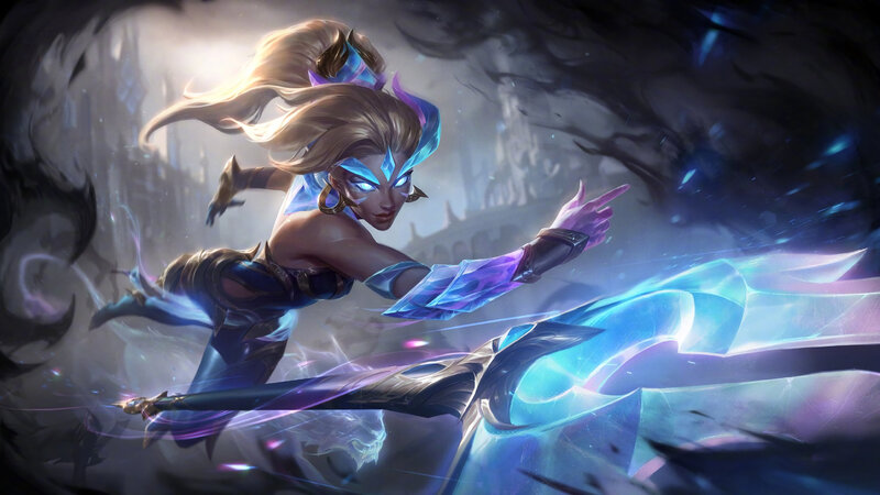 Female Warrior with Glowing Sword — Blue, Dramatic, Night, Digital Art, Glowing Effects