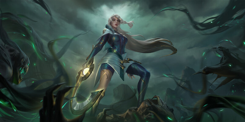 Female Warrior with Glowing Weapon — Green