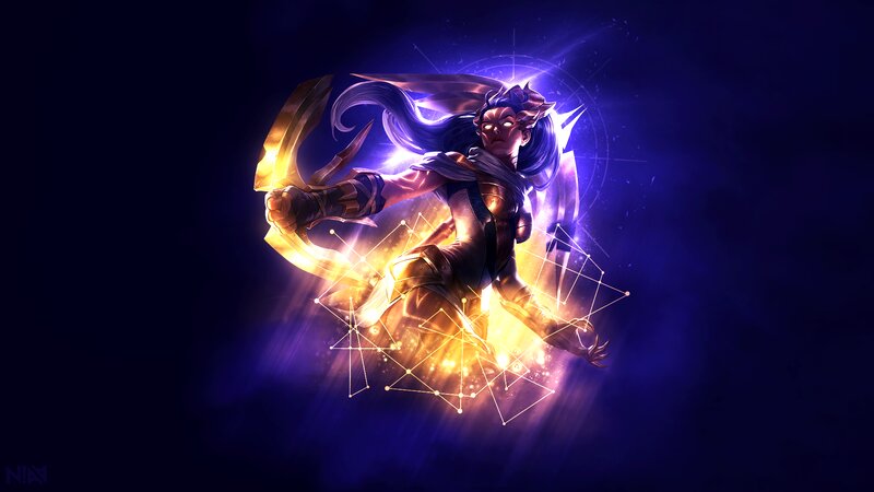 Female Warrior with Glowing Weapon — Purple