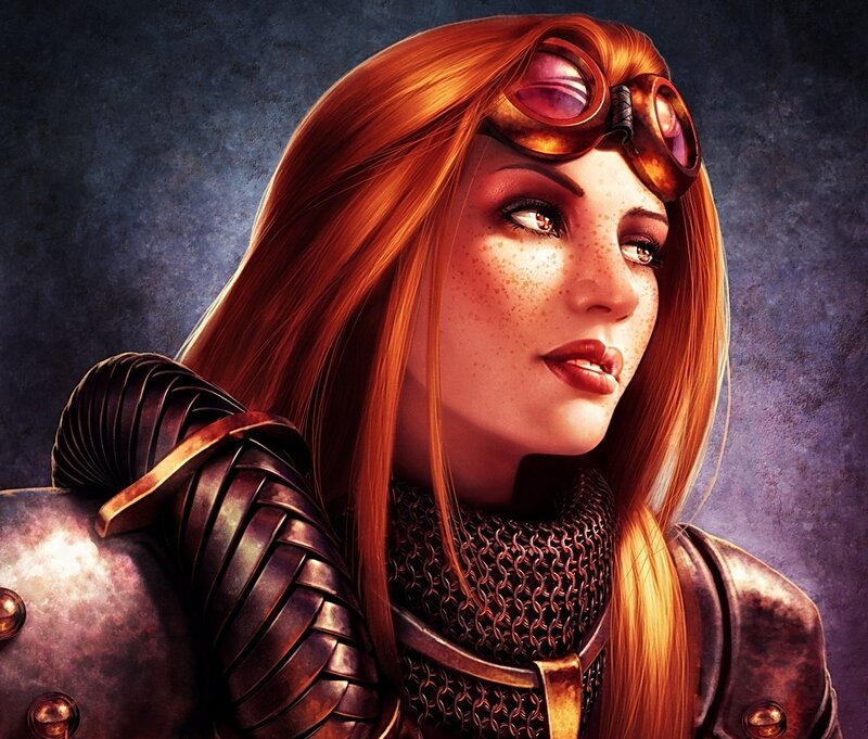 female warrior with goggles