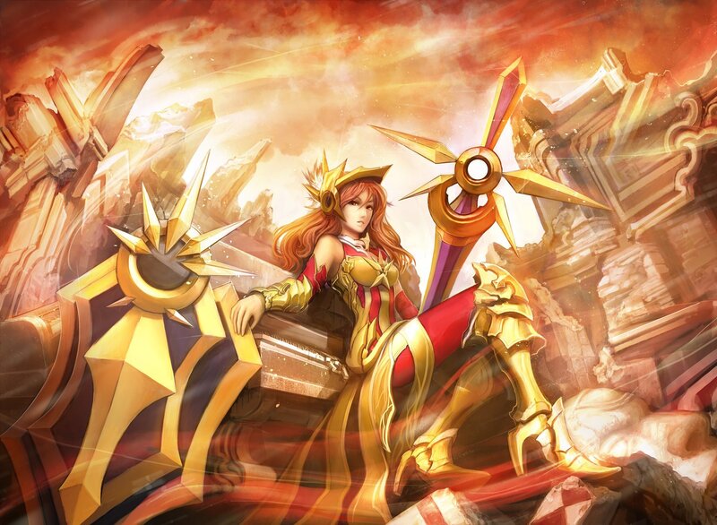 Female Warrior with Golden Armor — Gold, Dramatic, Sunset