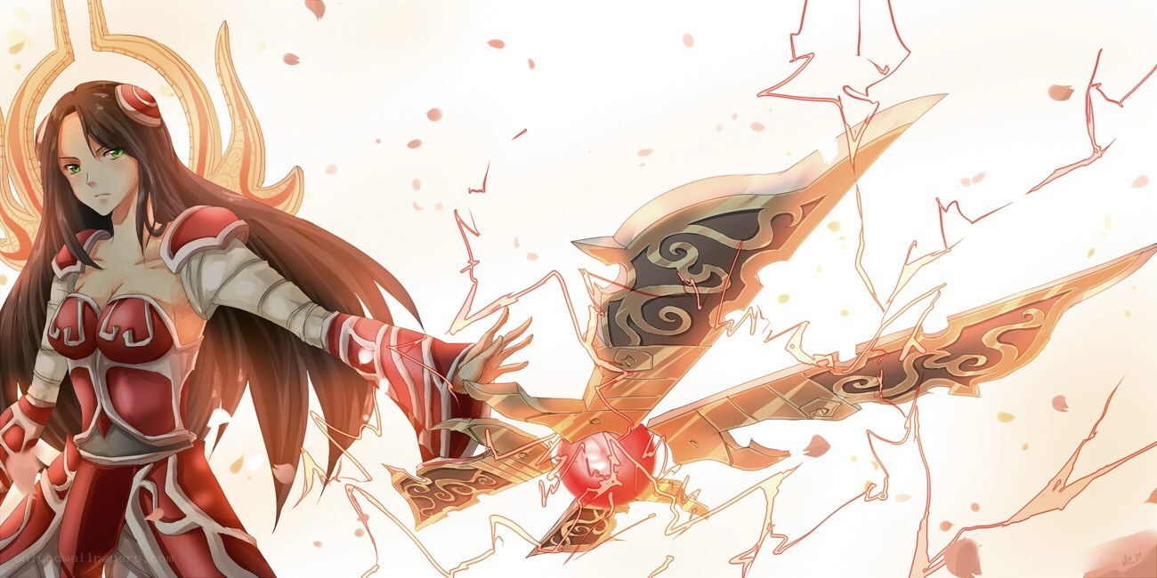 female warrior with golden weapon
