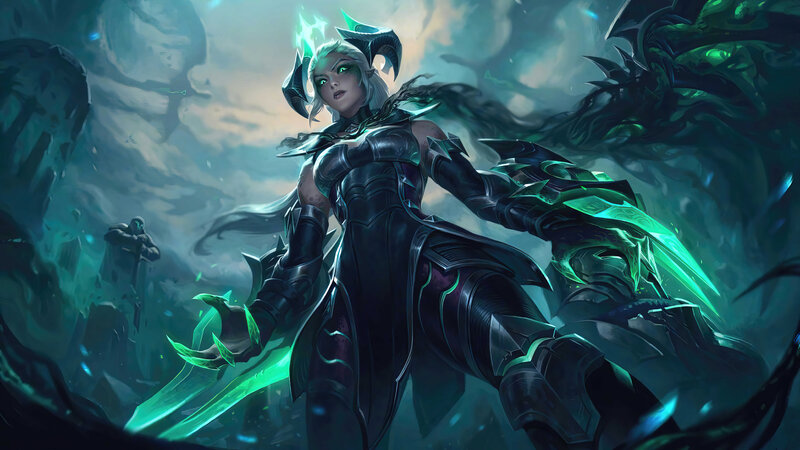 Female Warrior with Green Blades