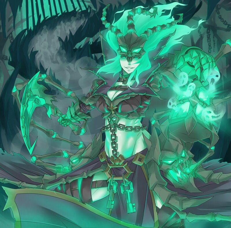 Female Warrior with Green Energy — Dramatic