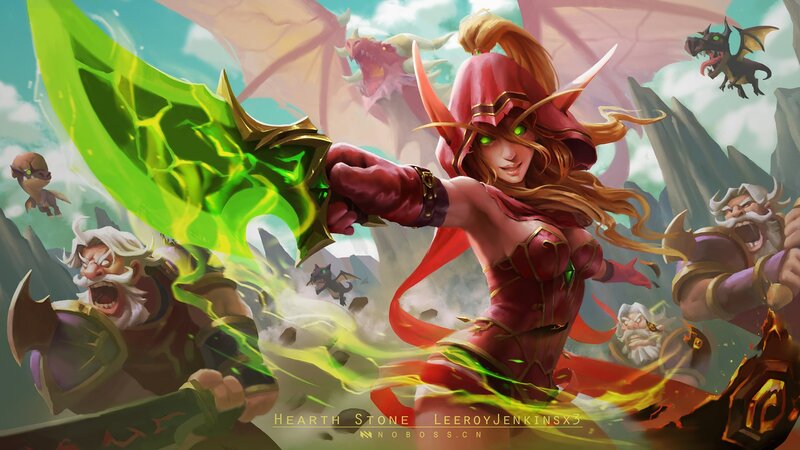 Female Warrior with Green Sword — Dramatic