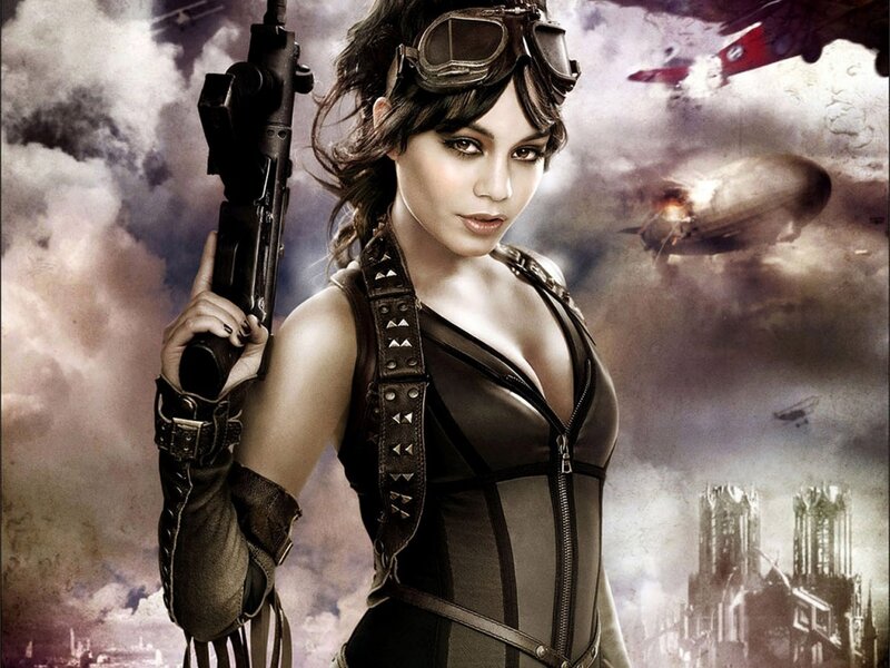 female warrior with gun