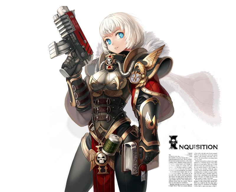 Female Warrior with Gun — White