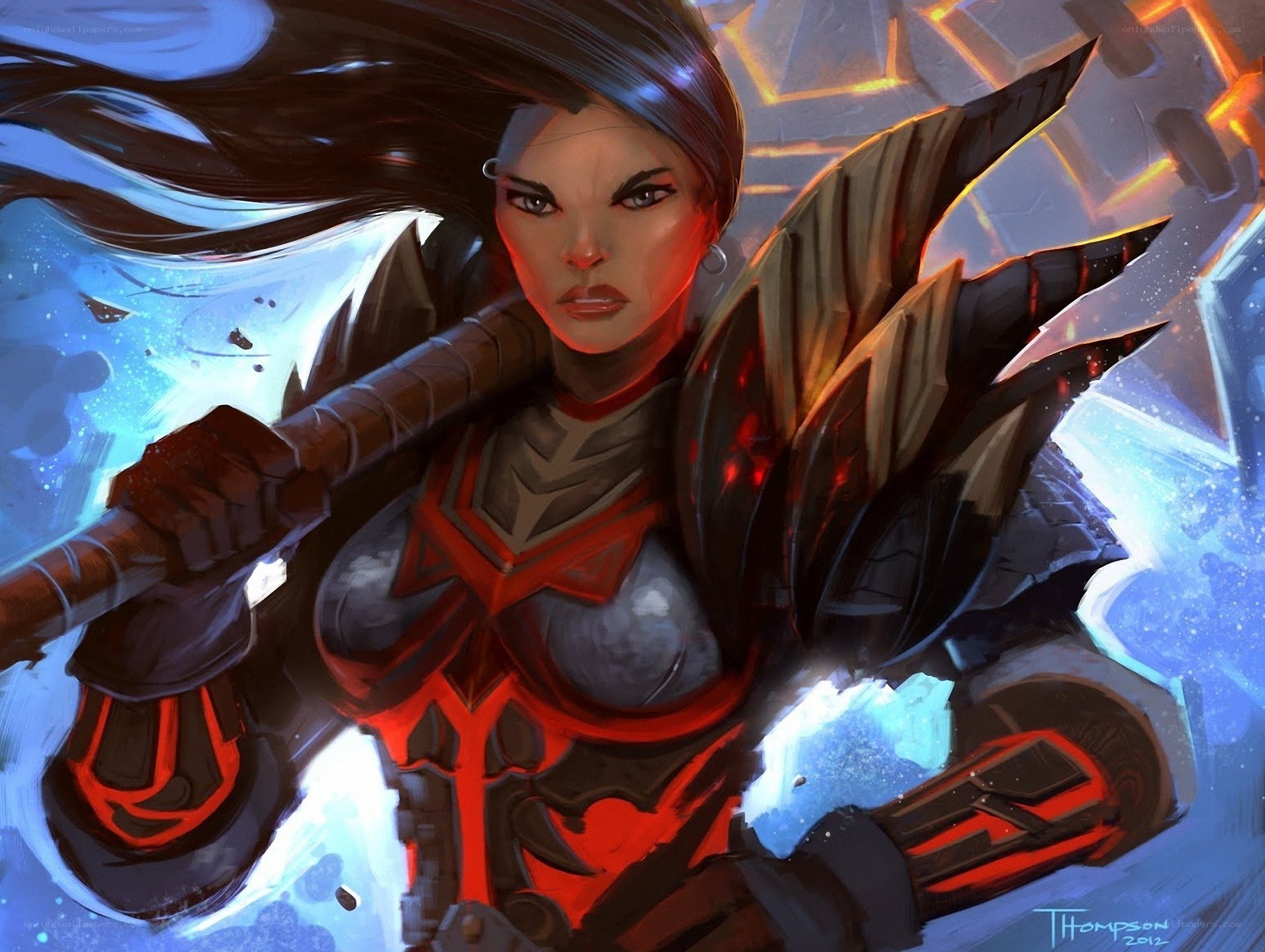 female warrior with hammer