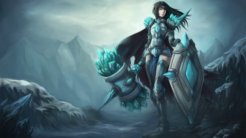 Female Warrior with Hammer — Blue, Dramatic, Winter