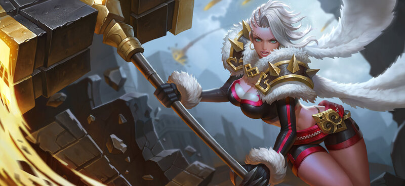 Female Warrior with Hammer — White