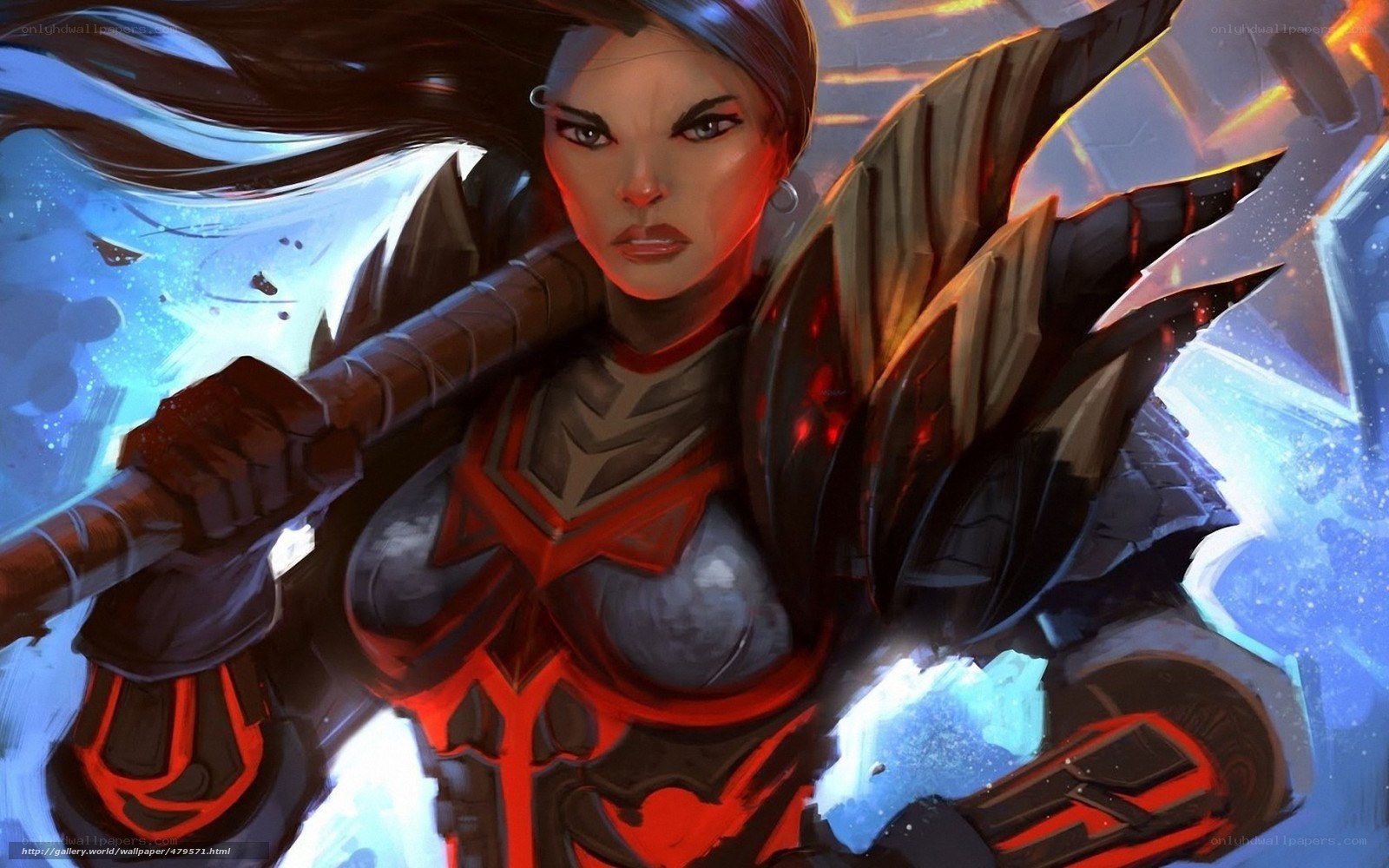 female warrior with hammer