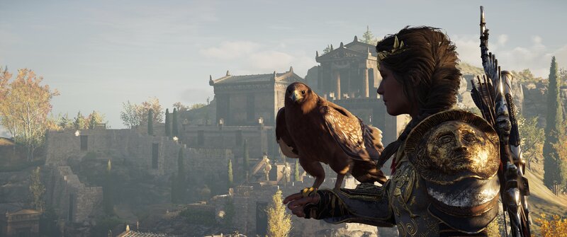 Female Warrior with Hawk — Brown