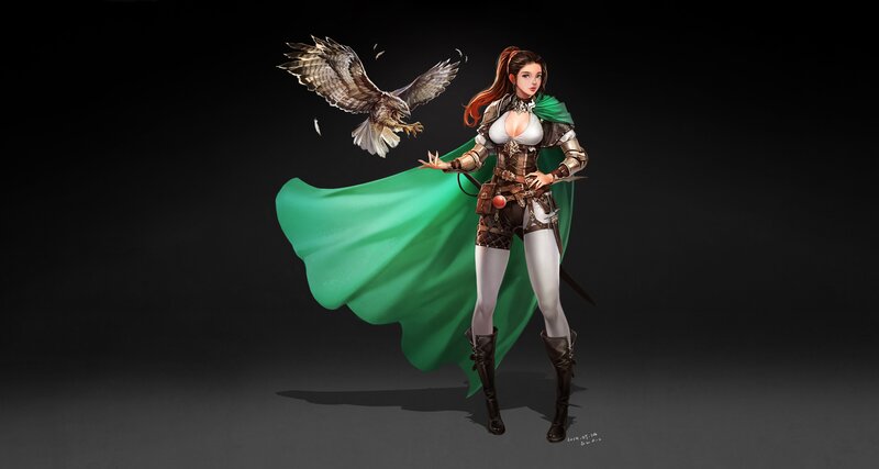Female Warrior with Hawk