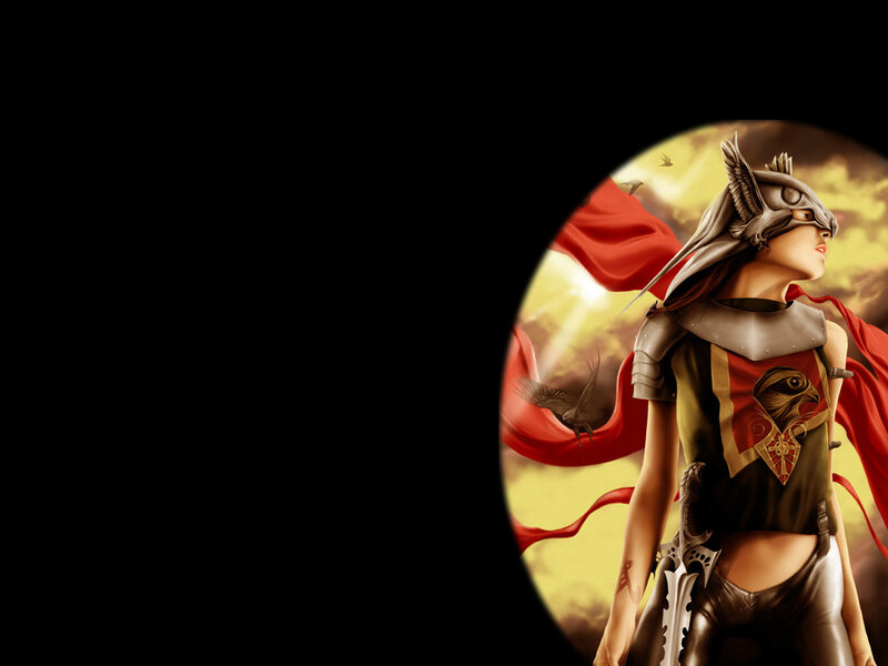 Female Warrior with Helmet — Black