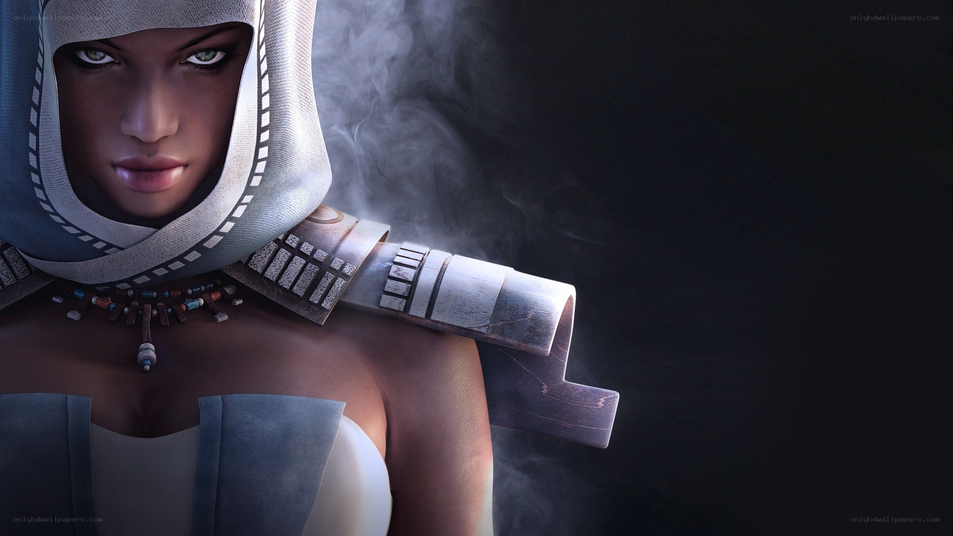 female warrior with hood