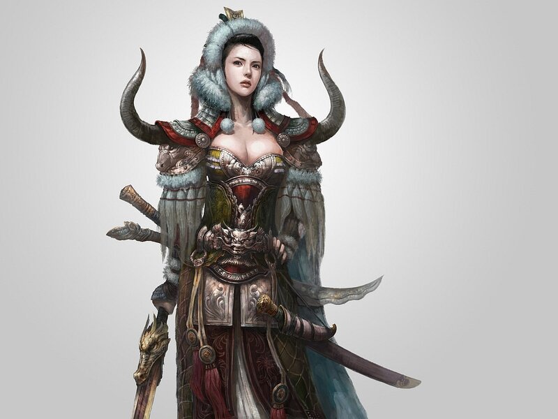 female warrior with horns