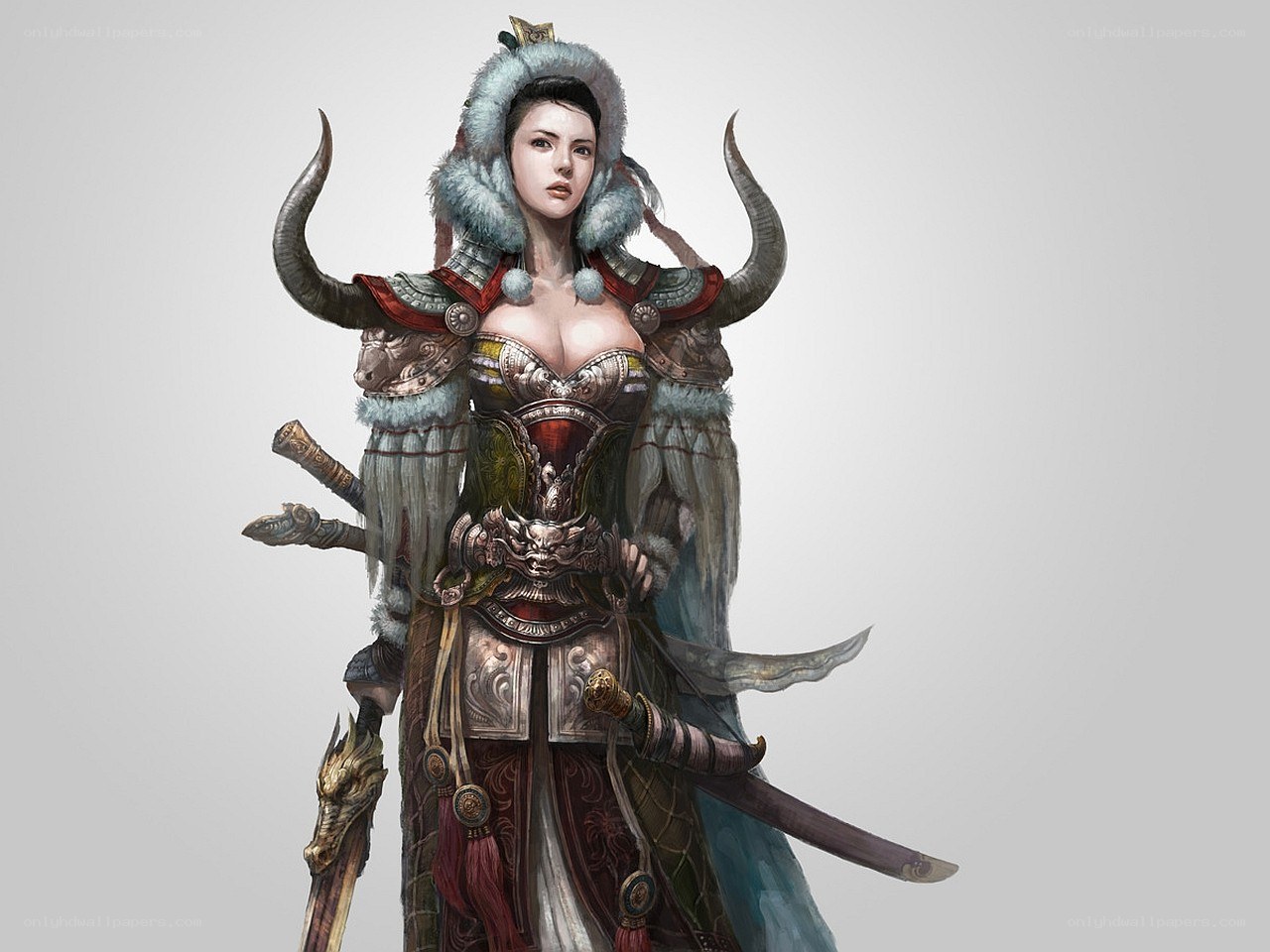 female warrior with horns