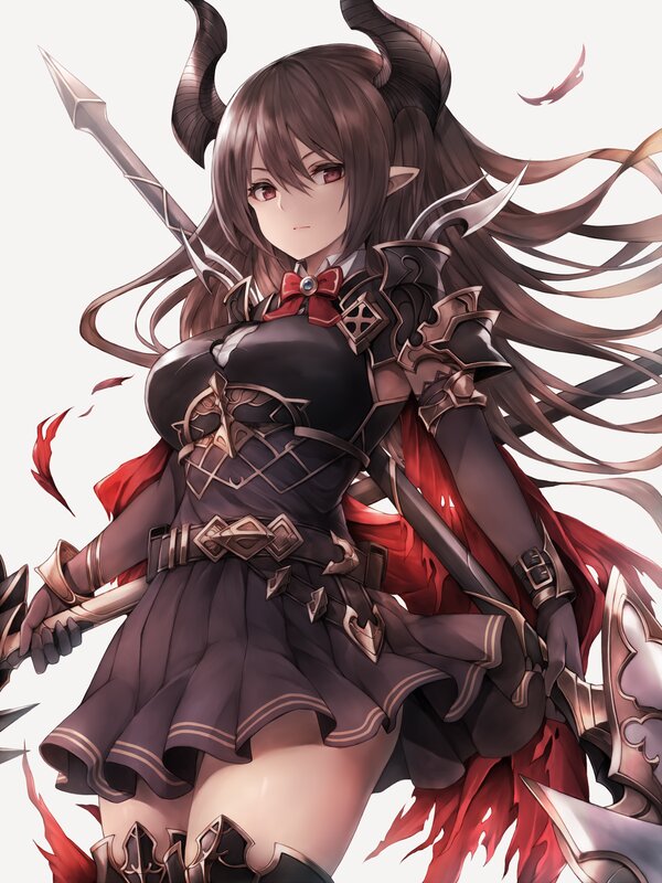 Female Warrior with Horns — Black, Dramatic