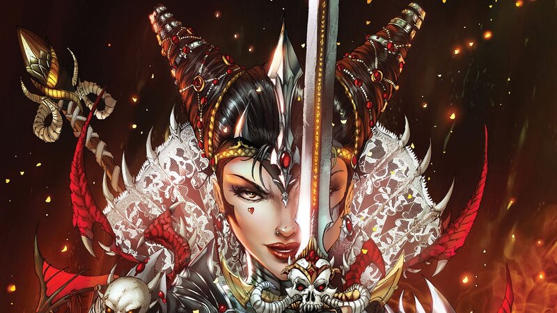 Female Warrior with Horns — Black