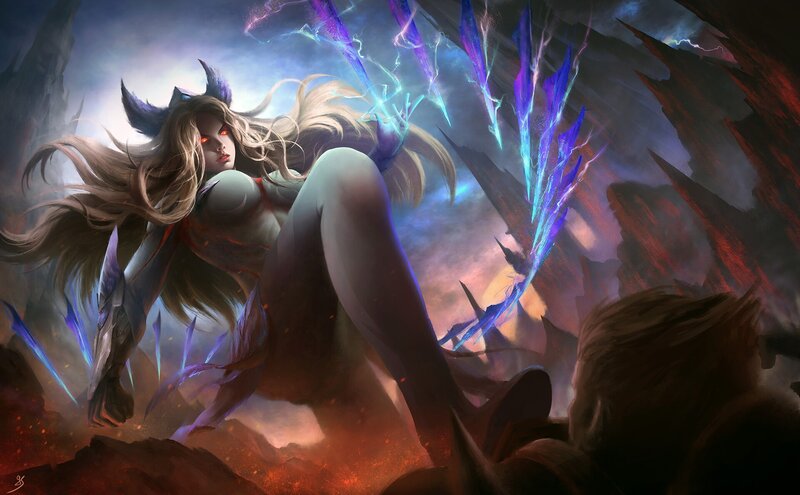 Female Warrior with Horns — Blue, Dramatic, Intense