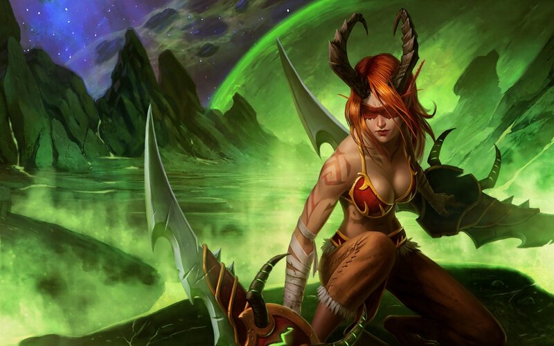Female Warrior with Horns — Green