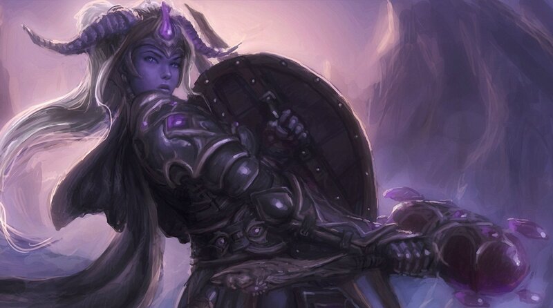 Female Warrior with Horns — Purple, Dramatic