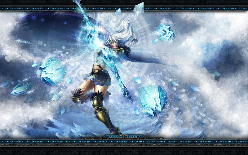 Female Warrior with Ice Magic — Blue
