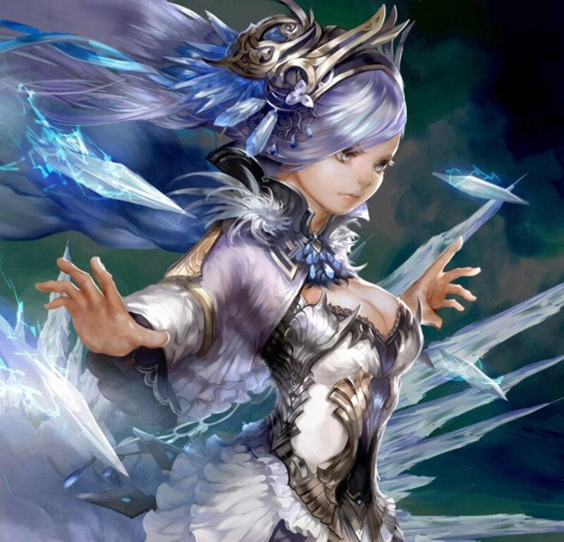 Female Warrior with Ice Magic — Purple, Dramatic