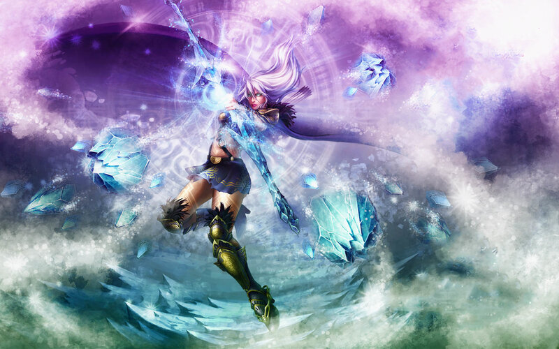 Female Warrior with Ice Magic — Purple