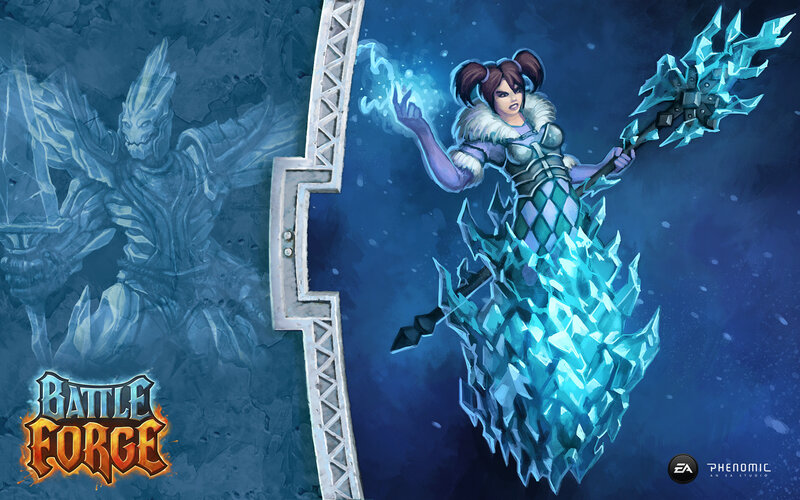 Female Warrior with Ice Staff — Blue