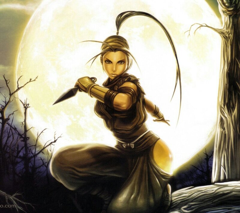 Female Warrior with Knife — Brown