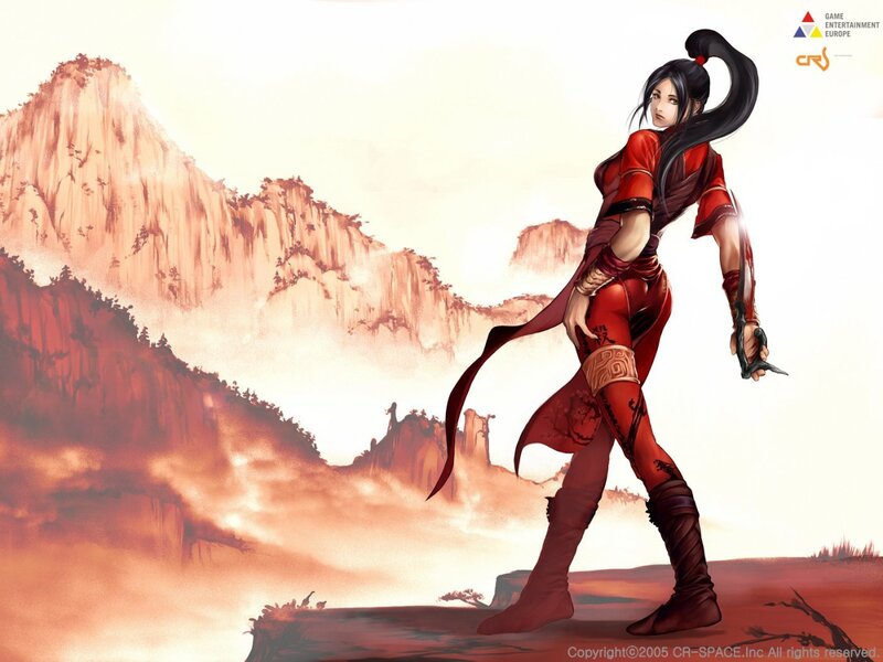 Female Warrior with Knife — Red