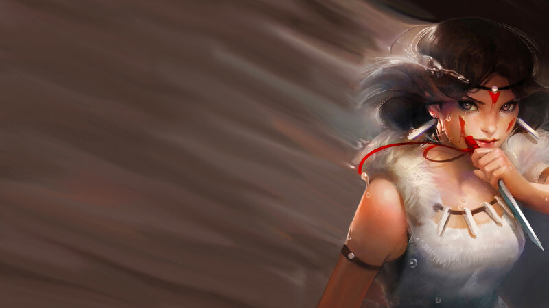 Female Warrior with Knife — White