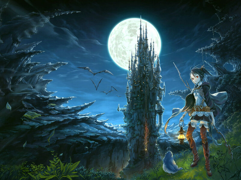 Female Warrior with Lantern — Blue
