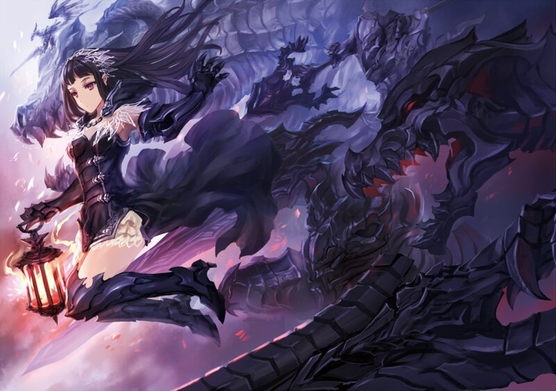 Female Warrior with Lantern — Purple